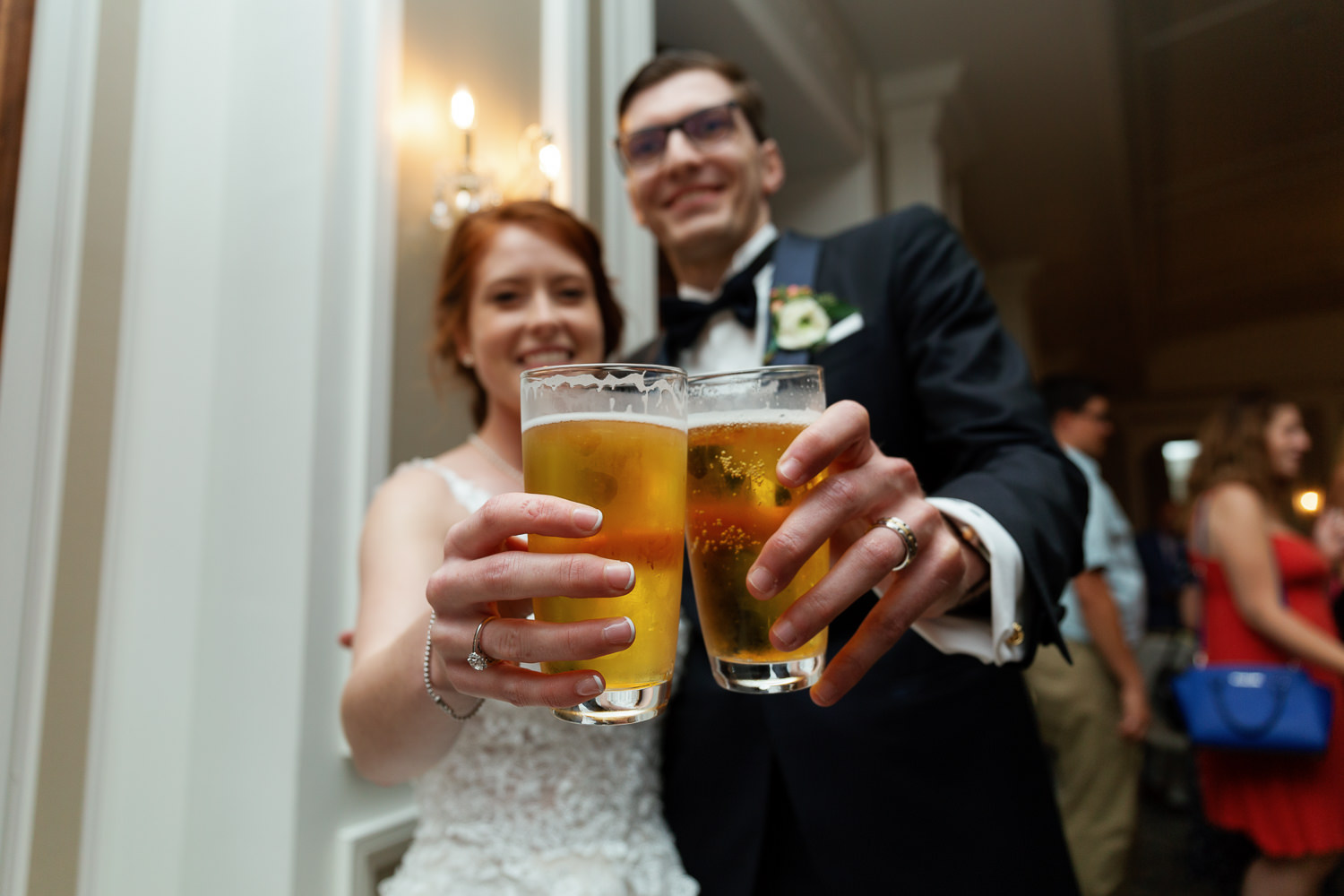 bride and groom enjoy wedding reception at lord nelson hotel