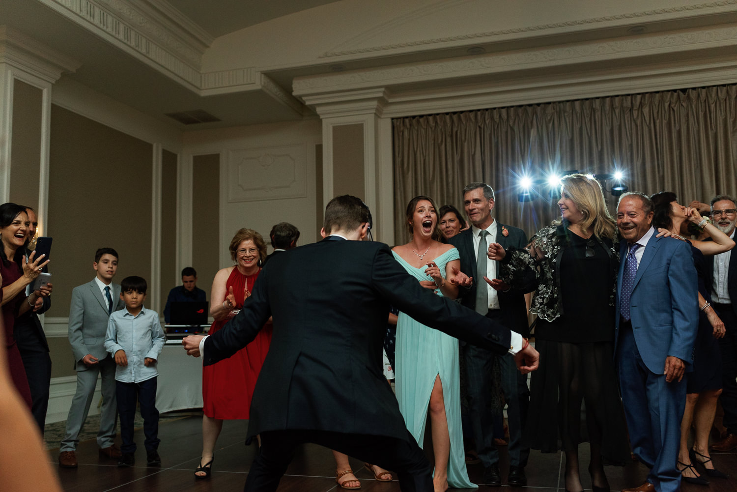 guests dancing at lord nelson hotel wedding reception