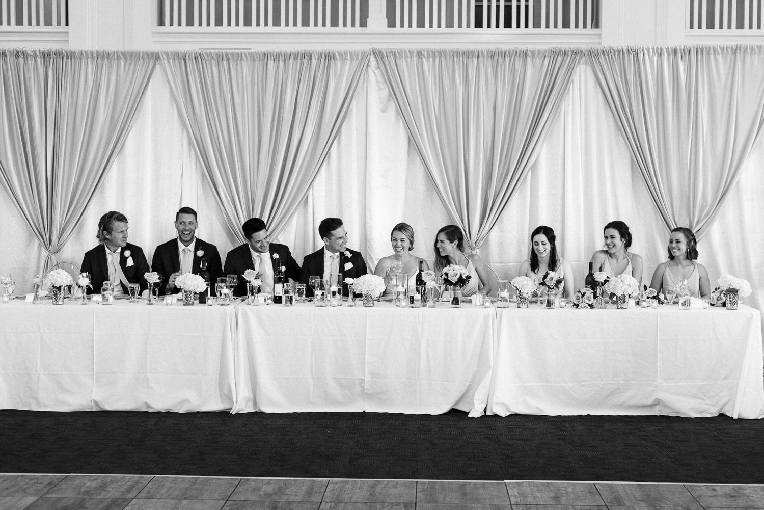 photo of head table at wedding reception at acadia university