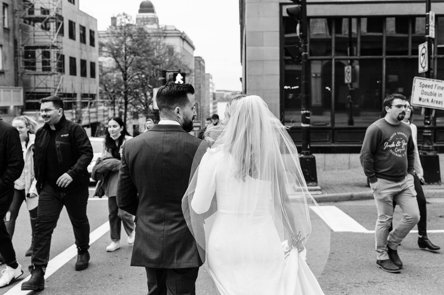 bride and groom downtown halifax