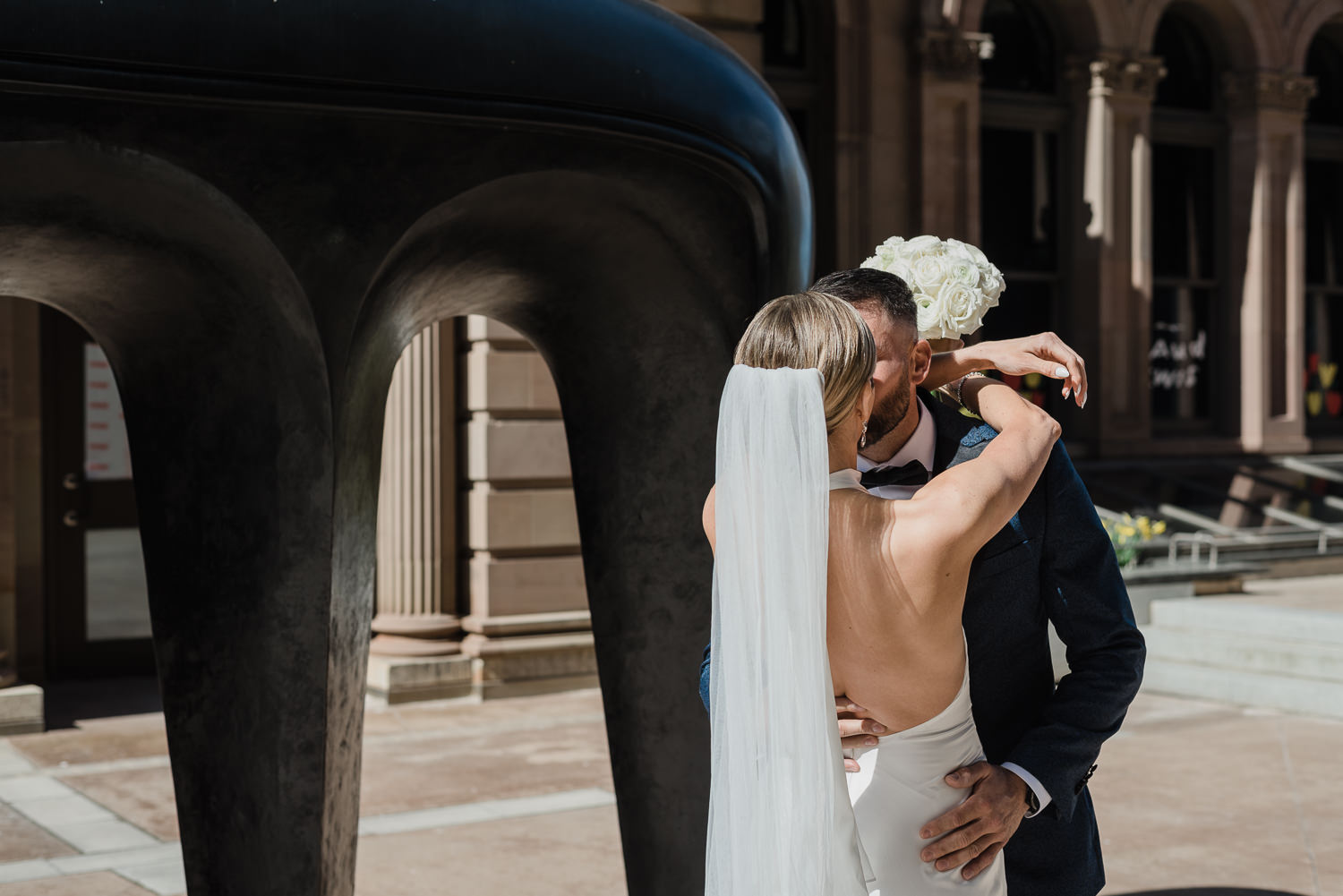 First look with bride and groom in downtown Halifax