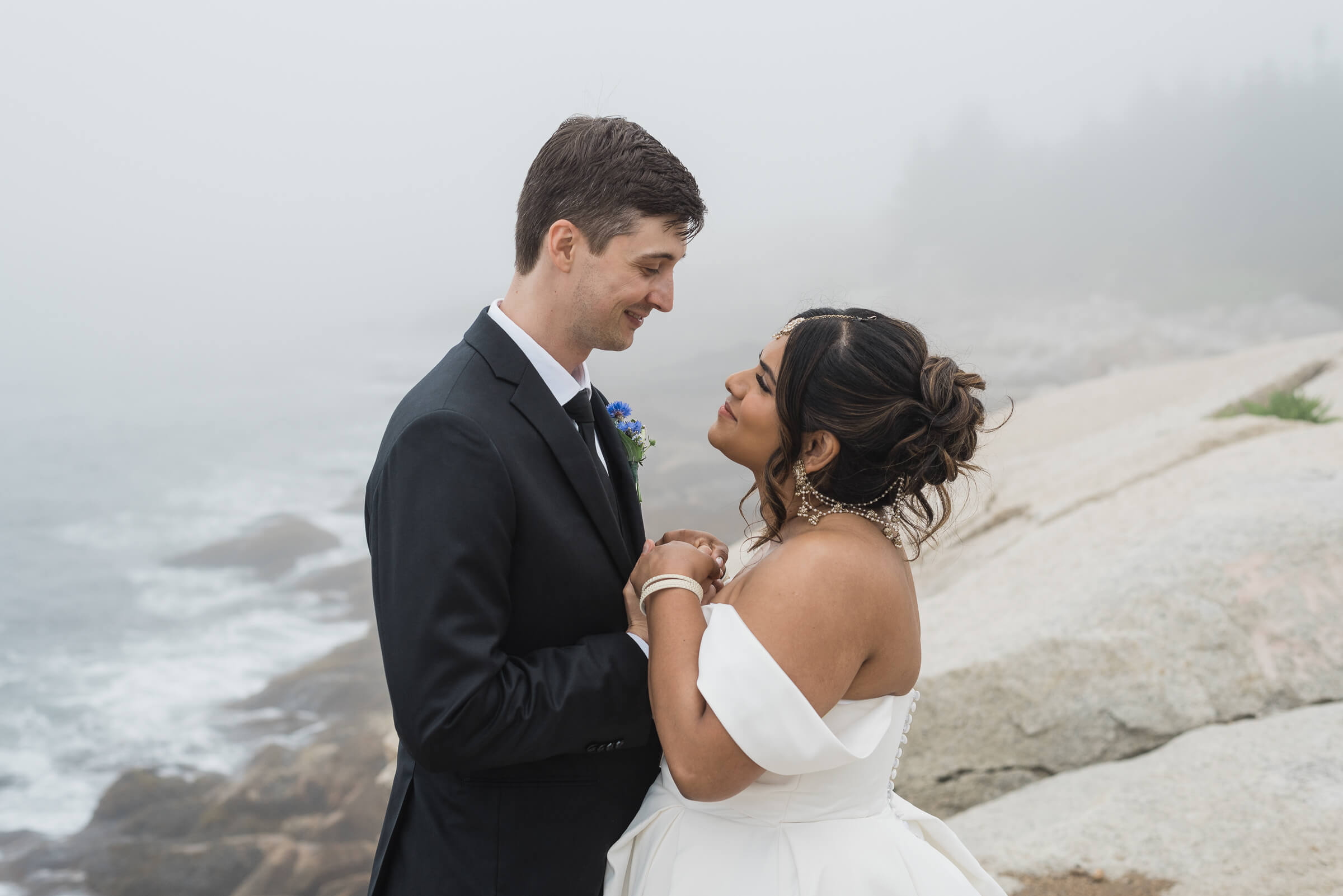 Bride and groom portraits at Herring Cove 