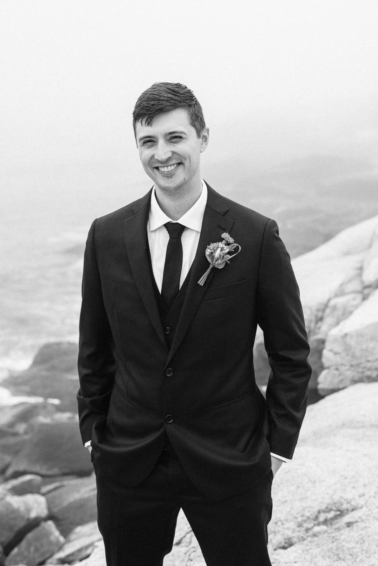 Groom portraits at Herring Cove