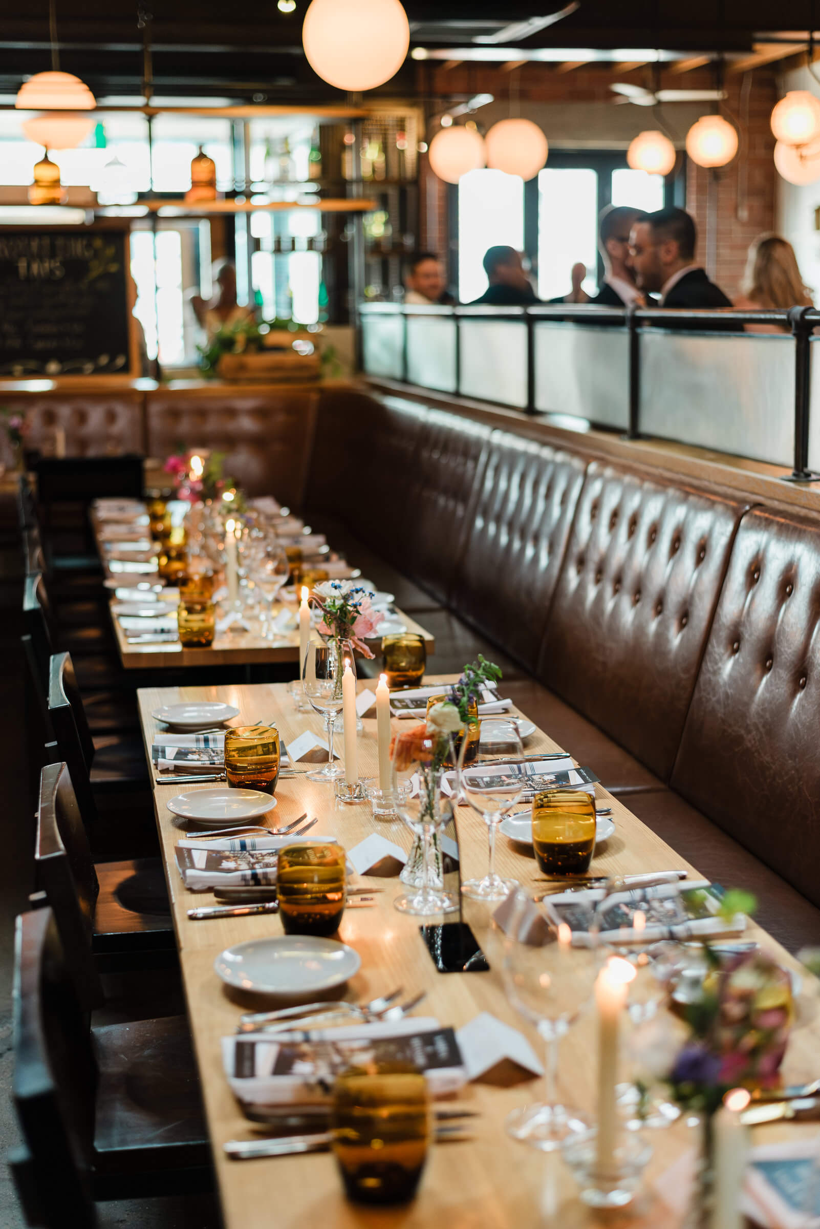 Table decor for wedding reception at Agricola Street Brasserie