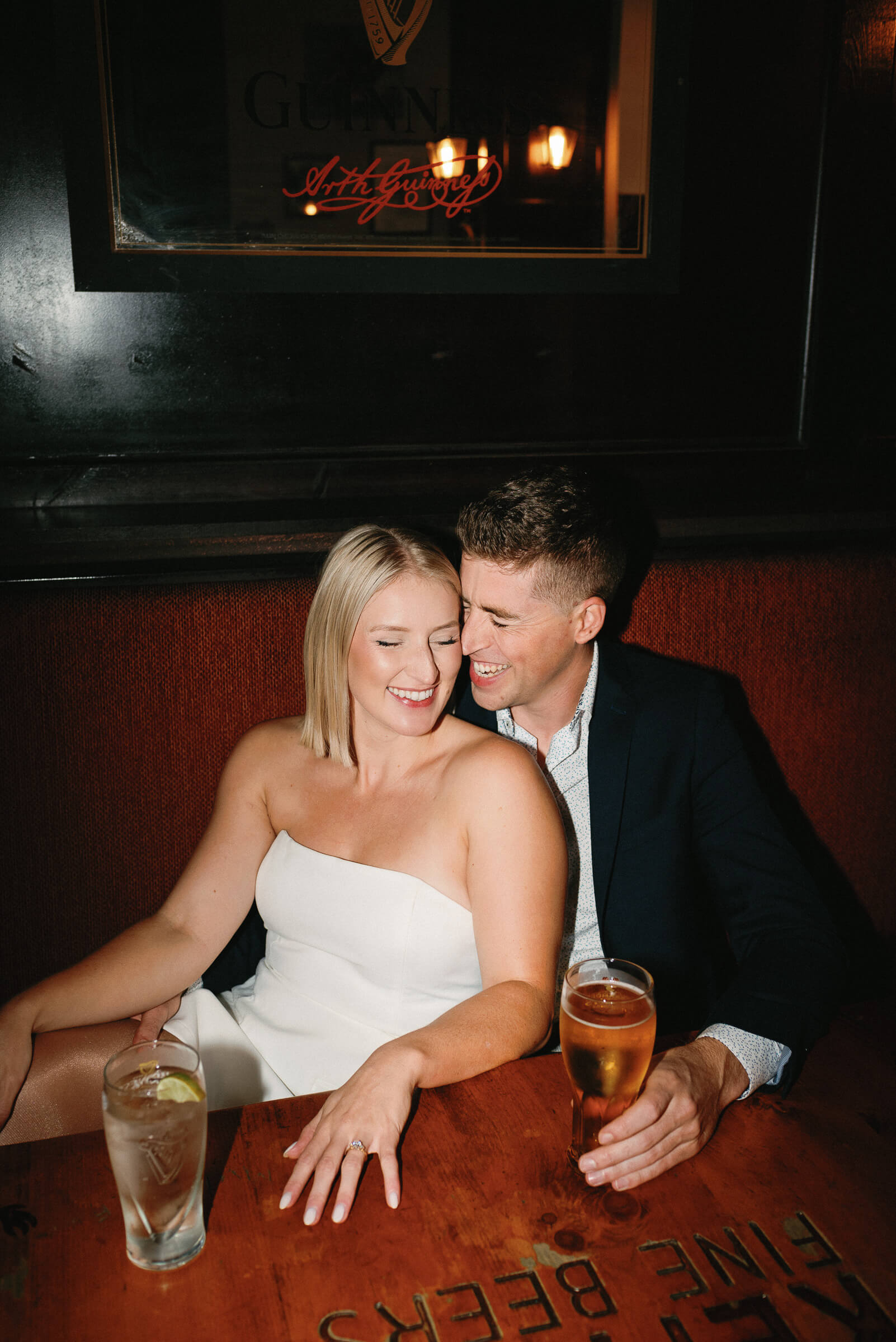 couple inside the celtic corner for engagement session