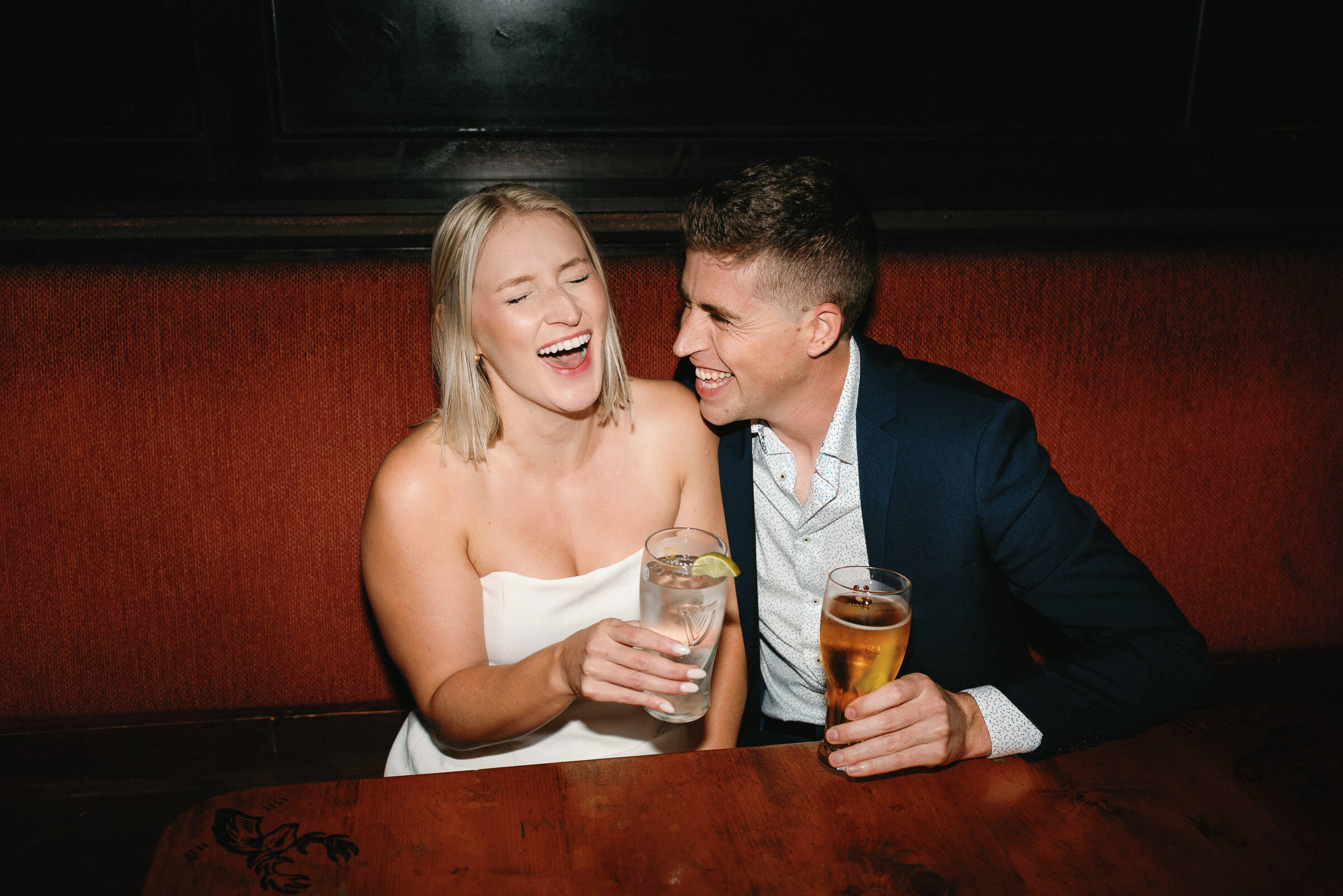 couple inside the celtic corner for engagement session