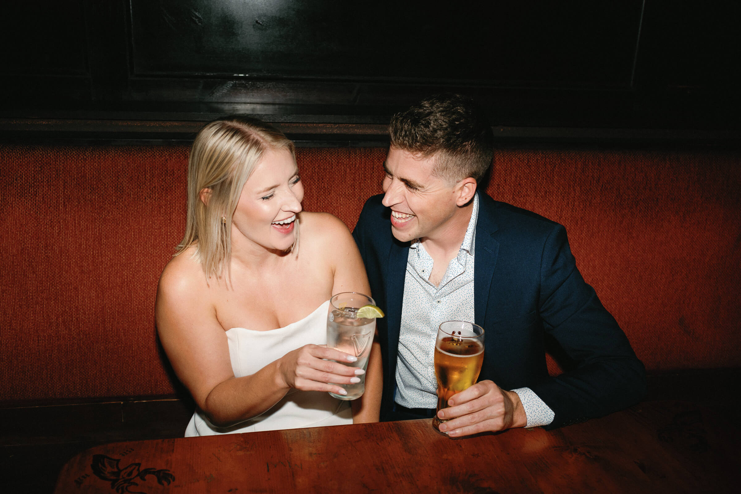 couple inside the celtic corner for engagement session