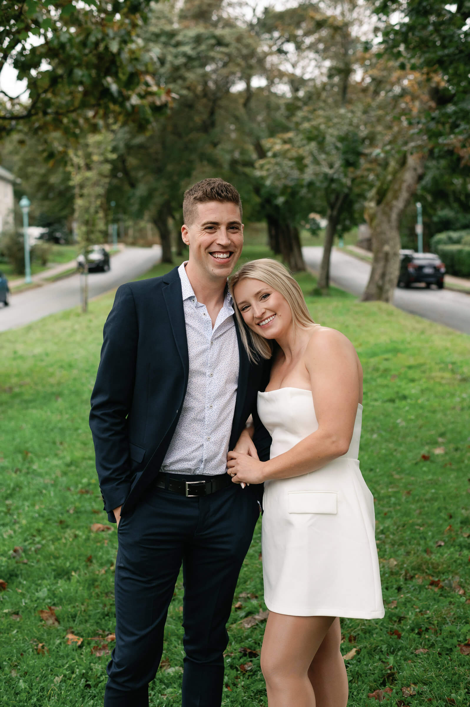 couple pose for halifax engagement session