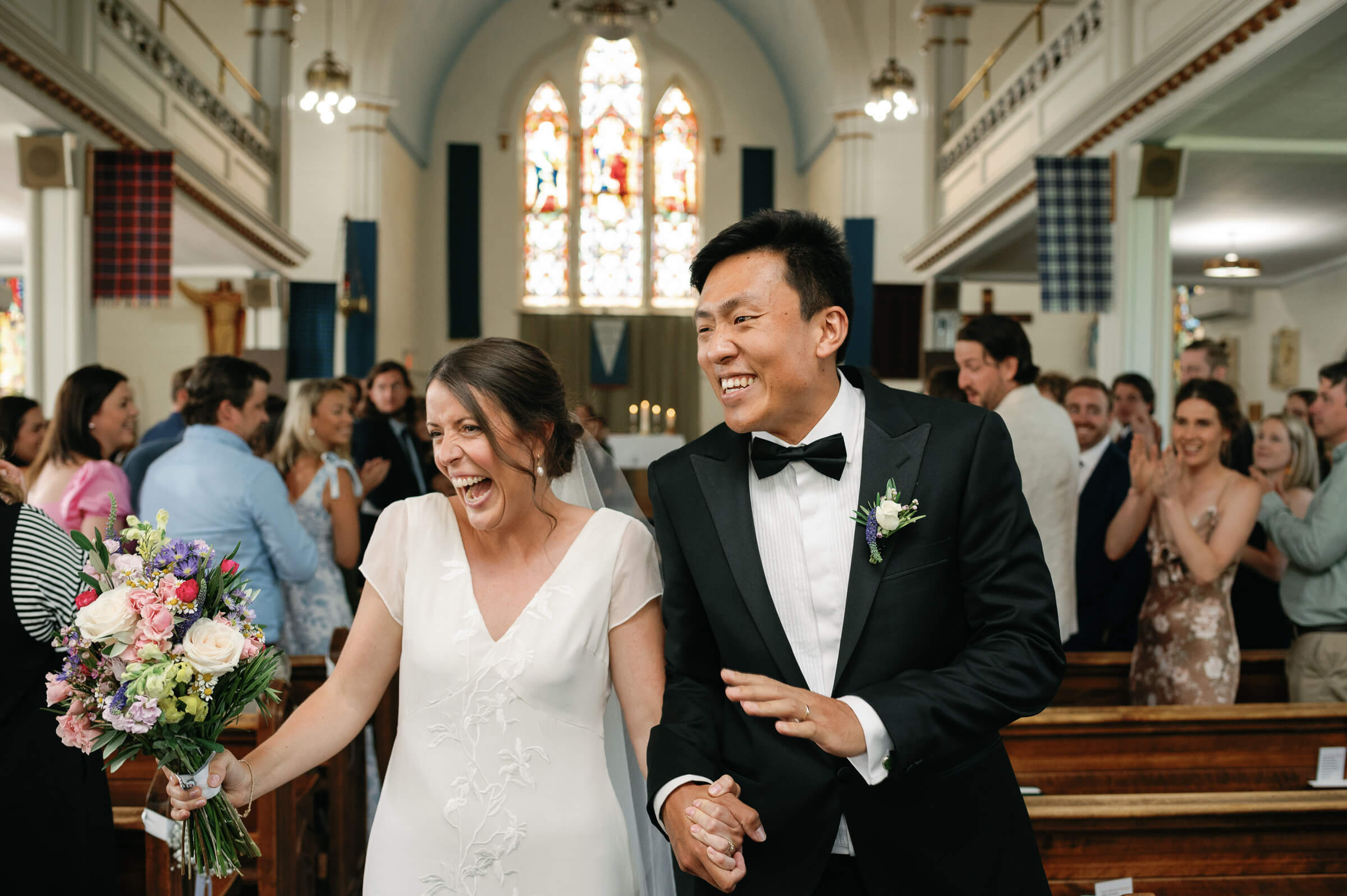 bride and groom married in new glasgow church