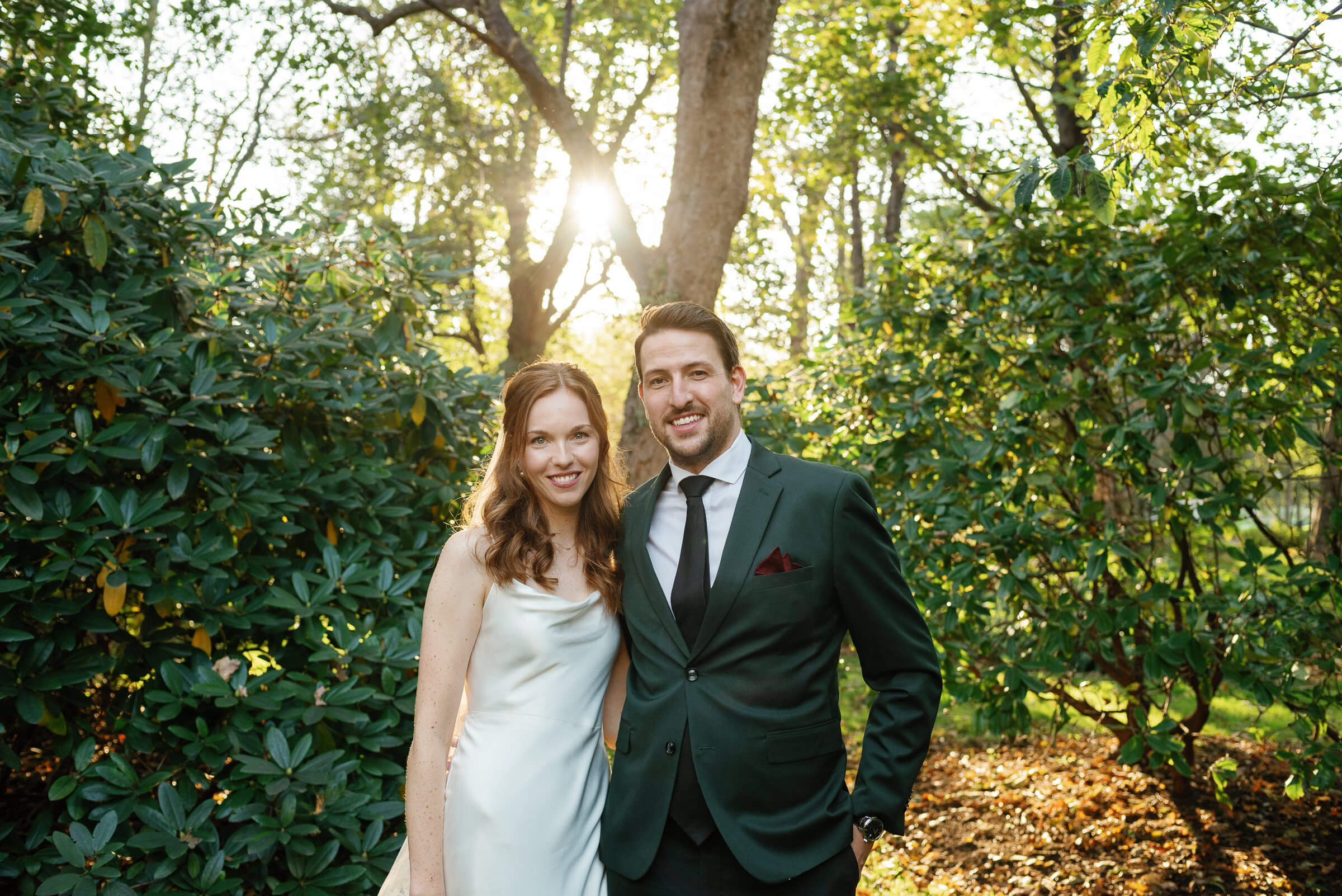 bride and groom smile for wedding portraits in halifax