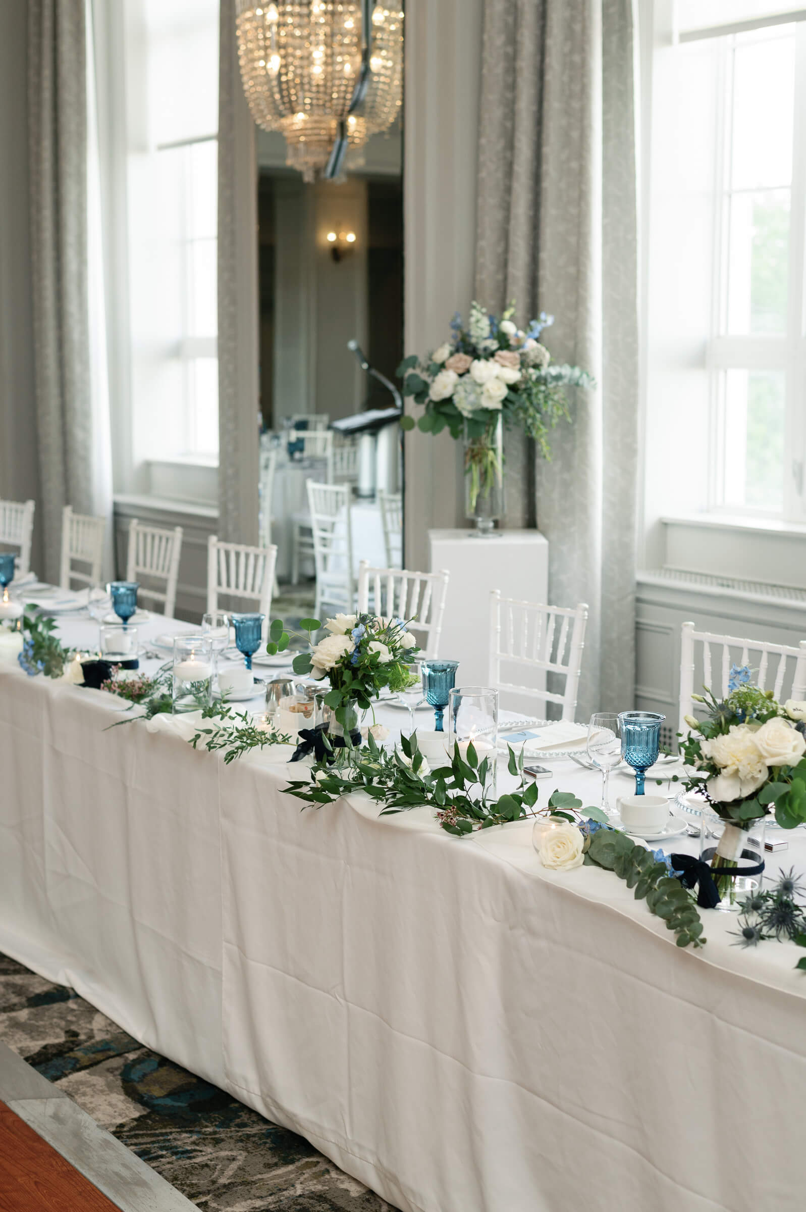 reception table setup and decor for westin nova scotia wedding