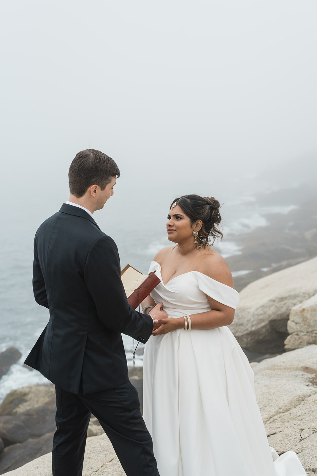 Private vow reading for wedding couple at Herring Cove