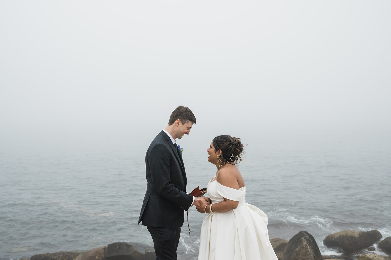 Private vow reading for wedding couple at Herring Cove