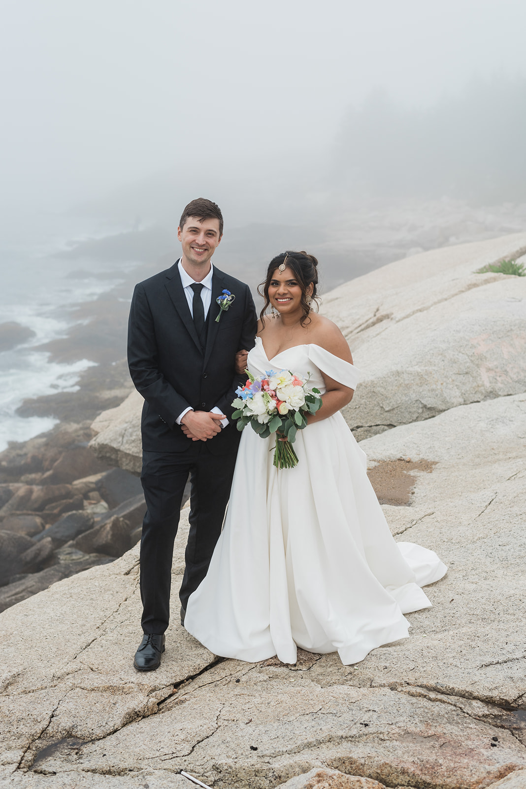 Bride and groom portraits at Herring Cove 