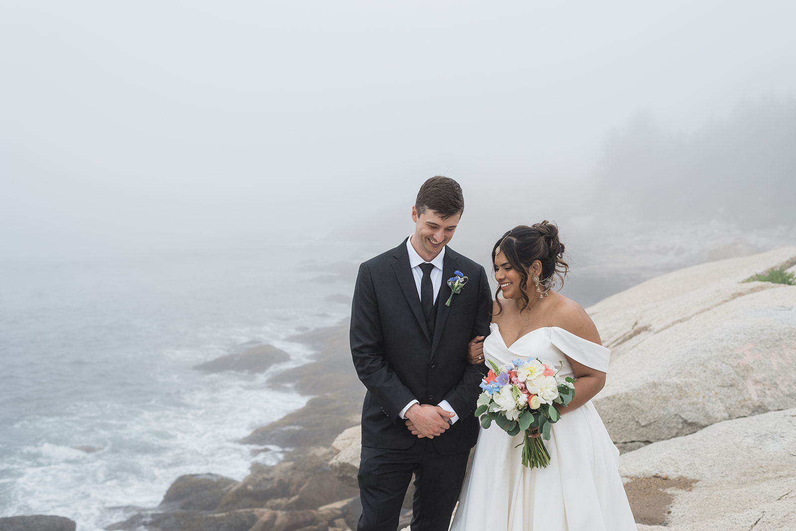 Bride and groom portraits at Herring Cove 