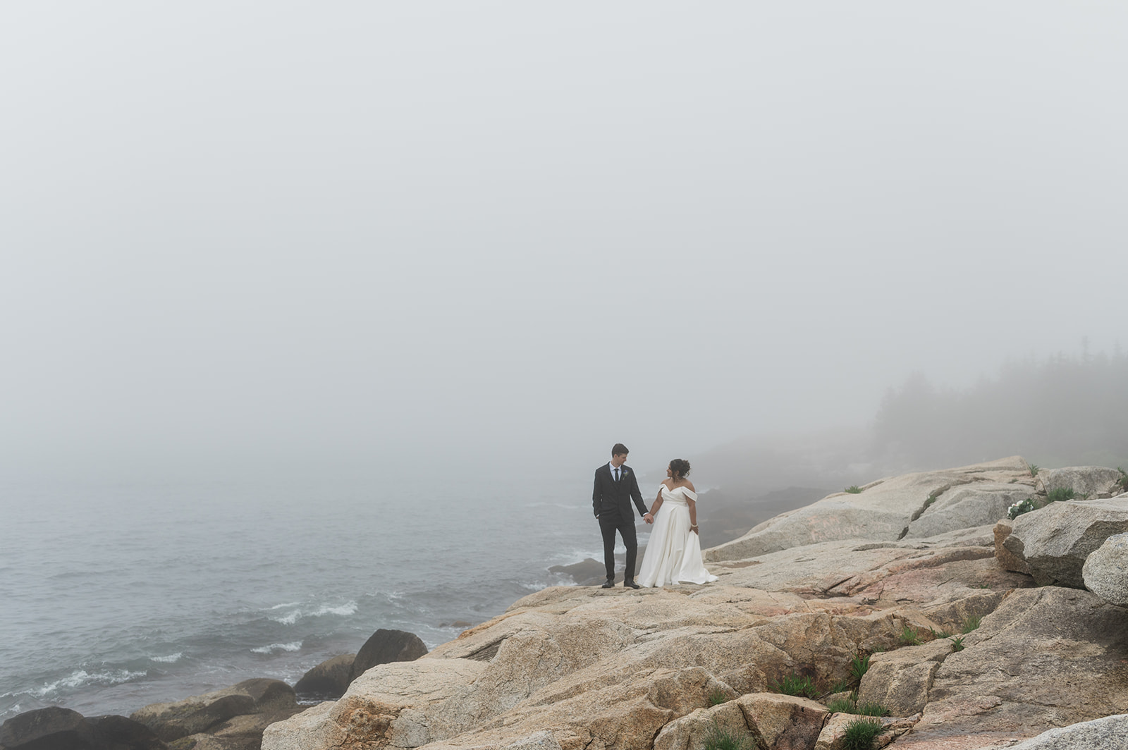 Bride and groom portraits at Herring Cove 